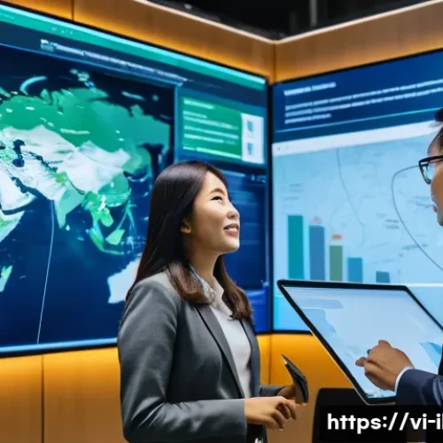 국제물류관리사와 선사 업무 협력 사례 - **Prompt:** A diverse group of Vietnamese logistics professionals, consisting of two men and two wom...