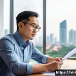 국제물류관리사 연봉 협상 노하우 - A professional Vietnamese logistics manager confidently negotiating salary in a modern office settin...